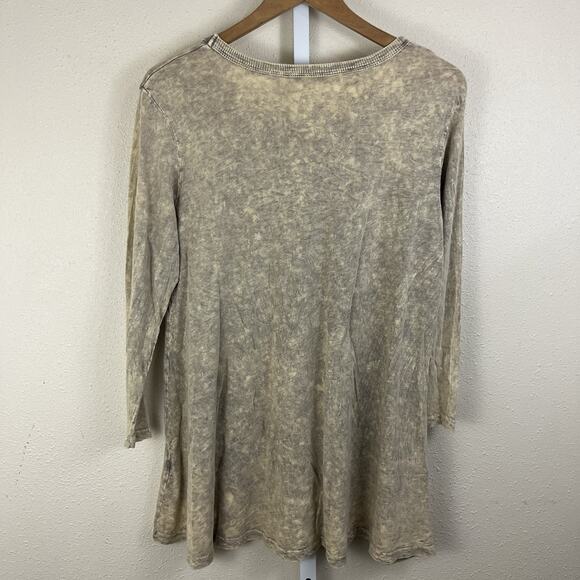 Jess & Jane Paris Eiffel Sketch Tower Tunic Womens L Large 3/4 Sleeves Acid Wash - Picture 3 of 5